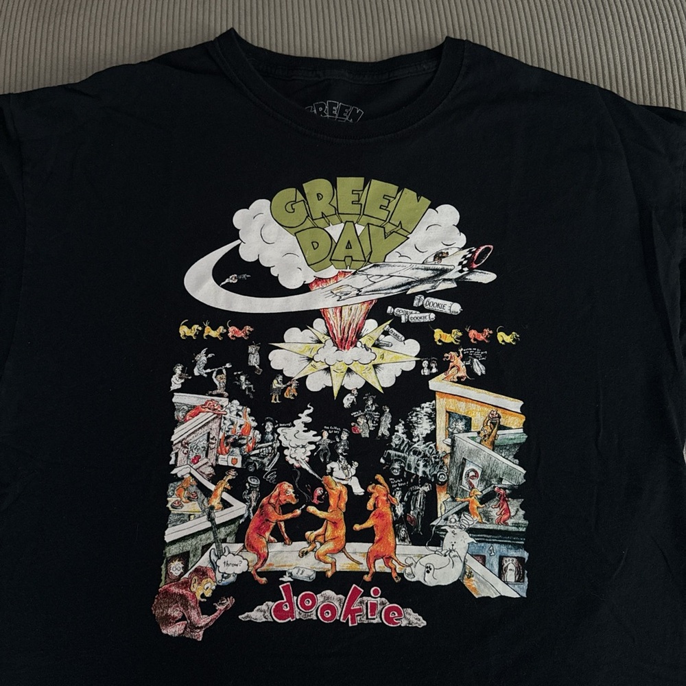 Green Day Dookie Black Graphic T-Shirt